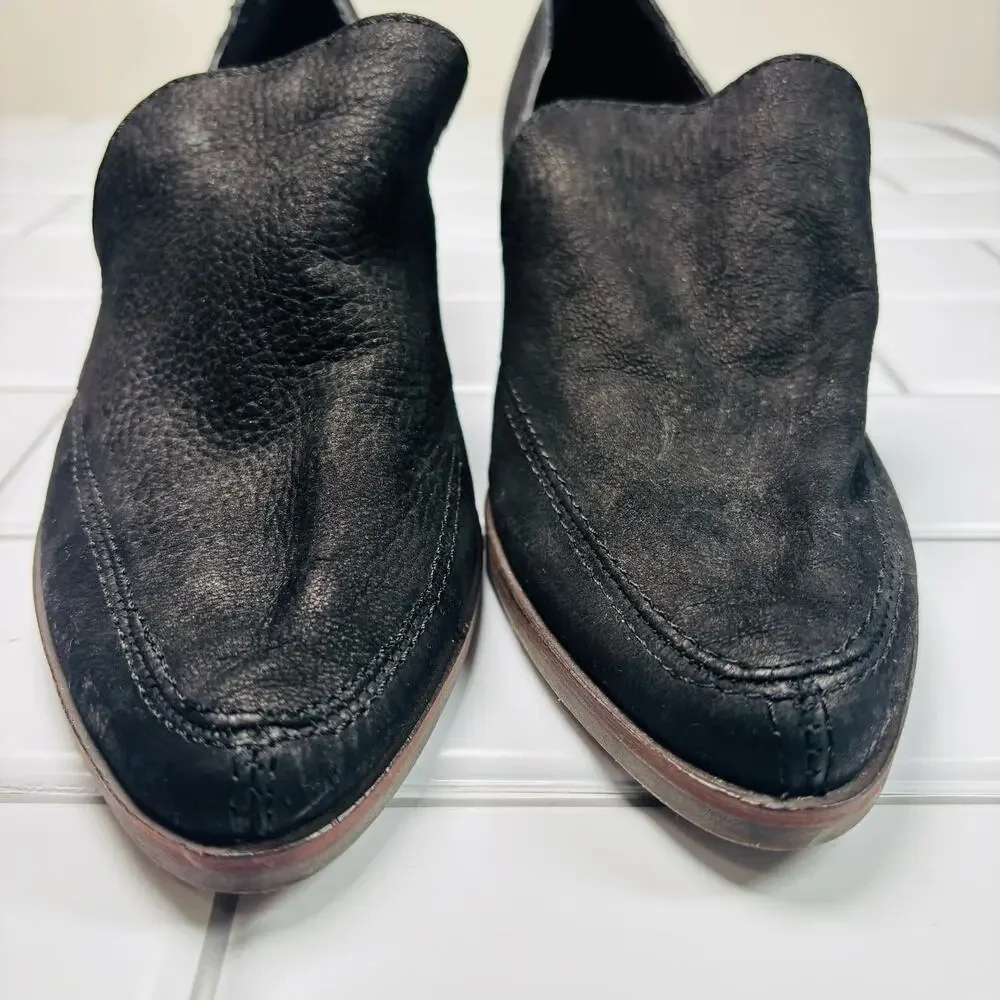 Women’s‎ Lucky Brand Black Leather Slip On Mahzan Flat size 7M